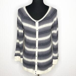 Marc by Marc Jacobs cream gray striped silk blend button cardigan size Large